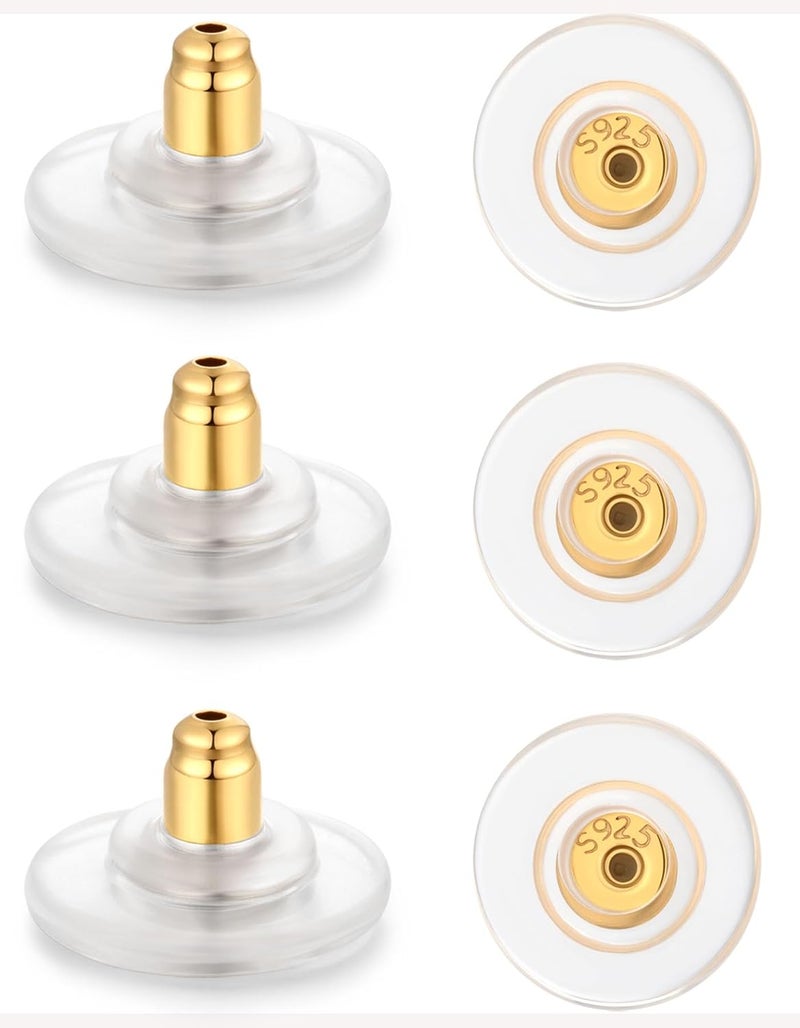 Formulen 925 Sterling Silver Locking Earring Backs Replacements, 18K Gold Earring Backs Replacements for Studs Heavy Droopy Earrings Hypoallergenice No-Irritate Secure Earring Backs for Adults G - Image 1